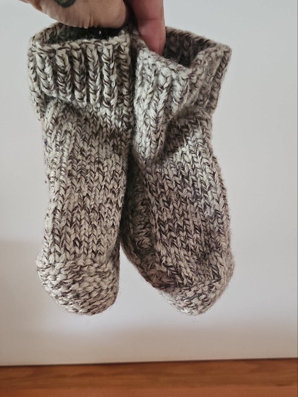 Men's Gray Knit Socks - Comfortable Cozy Hand Knit Slipper Socks
